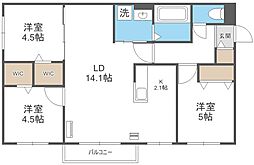 札幌市豊平区平岸五条13丁目マンション 3LDKの間取図画像