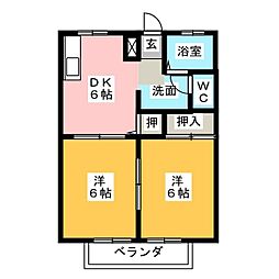 西ハイツ 2DKの間取図画像