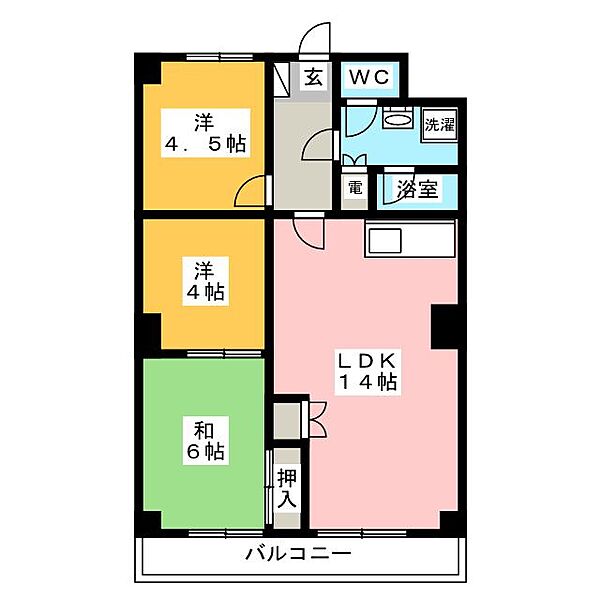 清和ビル ｜静岡県富士市瓜島町(賃貸マンション3LDK・5階・66.24㎡)の写真 その2