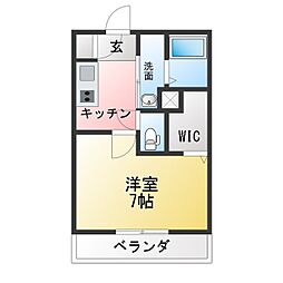 アール柚木 1Kの間取図画像