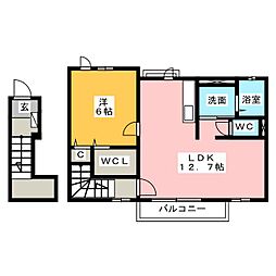 ハイツ長通 1LDKの間取図画像