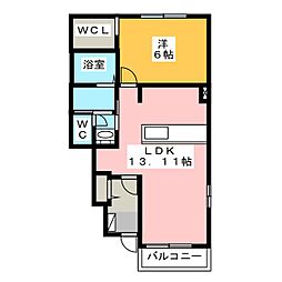 サンモール五番館 1LDKの間取図画像