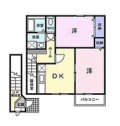 クレストールエム 2DKの間取図画像
