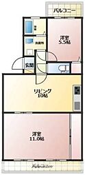 コーポラスミサキ 2LDKの間取図画像