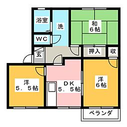 コーポ杉の木A 3DKの間取図画像
