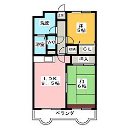 リバーサイド富士 2LDKの間取図画像