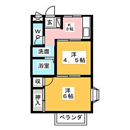 エルディムわか 2Kの間取図画像