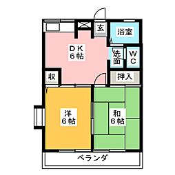 パレスエンドーA 2DKの間取図画像