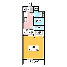 コスモハイツKATOH 1DKの間取図画像