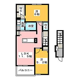 ミドルA 2LDKの間取図画像