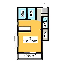 リバーハイツ ワンルームの間取図画像
