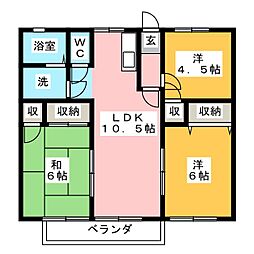 シティハイムリバティーB 3LDKの間取図画像