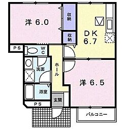 クレストールエム 2DKの間取図画像