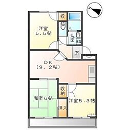 サンメイツ福田 3DKの間取図画像