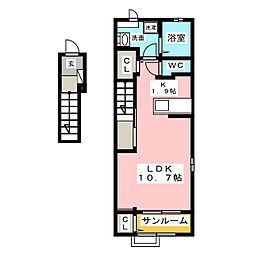 コートヤード7 1Kの間取図画像