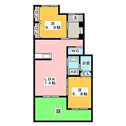 フルージュ 2LDKの間取図画像