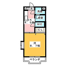 コスモス 1DKの間取図画像