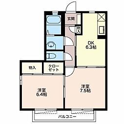 プランドール岩本2 2DKの間取図画像
