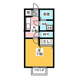リヴェールアンジュ 1Kの間取図画像