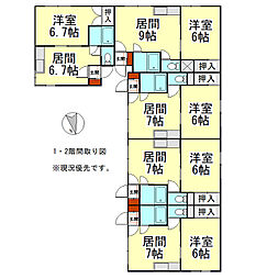 大川マンション 1DKの間取図画像