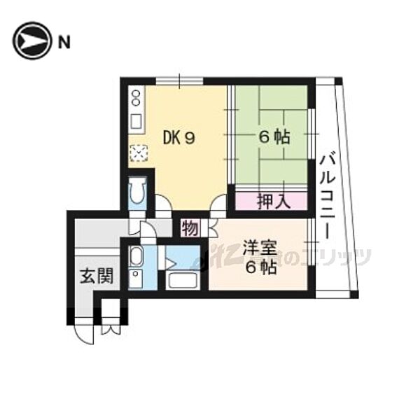 カーム瀬田 202｜滋賀県大津市大萱4丁目(賃貸マンション2LDK・2階・60.00㎡)の写真 その2