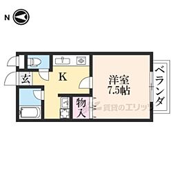 JR北陸本線 長浜駅 バス23分 西友長浜楽市前下車 徒歩1分の賃貸アパート 2階1Kの間取り