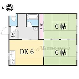 JR東海道・山陽本線 膳所駅 徒歩12分の賃貸アパート 2階2DKの間取り