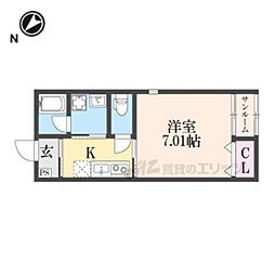 レジーナ 1階1Kの間取り