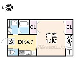 JR北陸本線 長浜駅 徒歩37分の賃貸アパート 2階1DKの間取り