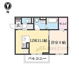 エレガンスビュー 1階1LDKの間取り