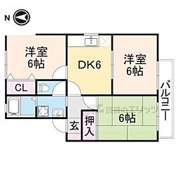 サニースクエアＡ 2階3DKの間取り