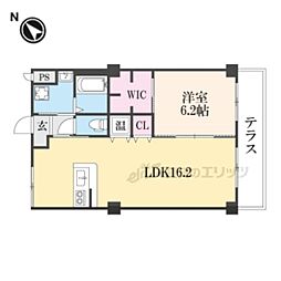 JR北陸本線 長浜駅 徒歩6分の賃貸マンション 2階1LDKの間取り