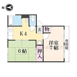 菩提樹ハイツＡ 1階2DKの間取り