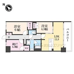 グランドパレス草津 8階3LDKの間取り