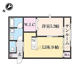 ＣＡ彩り 2階1LDKの間取り