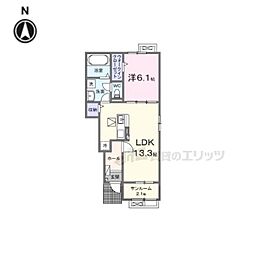 ベアリーガーデン 1階1LDKの間取り