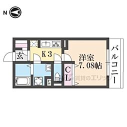 JR北陸本線 長浜駅 徒歩21分の賃貸アパート 1階1Kの間取り