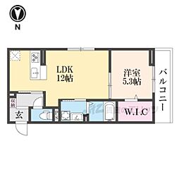JR北陸本線 長浜駅 徒歩34分の賃貸アパート 2階1LDKの間取り