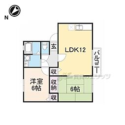 JR東海道・山陽本線 彦根駅 徒歩9分の賃貸アパート 1階2LDKの間取り
