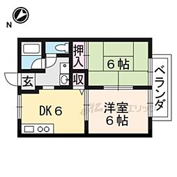 京阪石山坂本線 松ノ馬場駅 徒歩4分の賃貸アパート 1階2DKの間取り