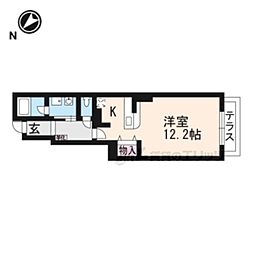 オール・リジェール 1階ワンルームの間取り