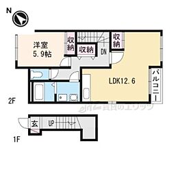 エトワール 2階1LDKの間取り