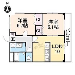 バローゼ8 1階2LDKの間取り