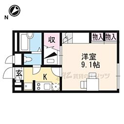 JR東海道・山陽本線 南彦根駅 徒歩10分の賃貸アパート 2階1Kの間取り
