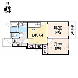 JR北陸本線 長浜駅 バス20分 宮司南下車 徒歩4分の賃貸アパート 1階2DKの間取り