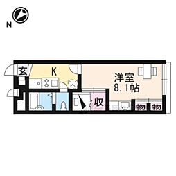 レオパレスＭｉｋｕｍｏ 2階1Kの間取り