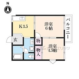 ハイツアオイ 2階2Kの間取り
