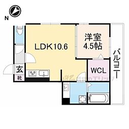 シャルール 3階1LDKの間取り