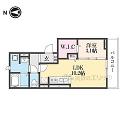 ビオット彦根Ａ棟 1階1LDKの間取り