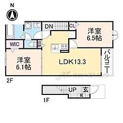 ブレイバレー 2階2LDKの間取り